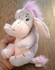 Disney Store Eeyore Plush Fuzzy Pastel Purple/Pink w Hook Loop Tail 6