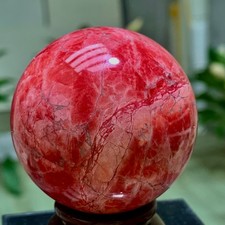 207G Natural Beauty Pink Peach Blossom Stone Ball Spiritual Crystal Ball Healing picture