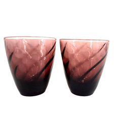 Vintage Hazel Atlas Moroccan Amethyst Swirl Juice Glass 2pc Cocktail MCM 3.5