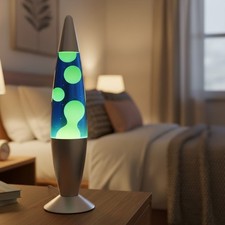 Elegant 16-Inch Touch Control Lava Lamp - Soothing Blue & Yellow Fluid Display picture