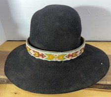 Antique Native American Cowboy Hat w/ Beaded Arrow Band Western Vtg Billy Jack picture