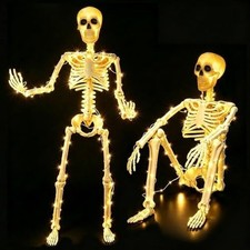 2 Pack 36in 300 LED Light Up Halloween Skeletons Full Body Posable Decor picture