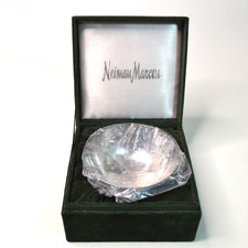 Vintage Neiman Marcus Silverplate Bowl In Green Velvet Box picture
