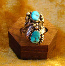 Vintage Sterling Silver Navajo Kingman Turquoise Max Calladitto Ring Size 9.5 picture