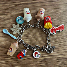 Wendy's Promotional Multicolor Charm Bracelet w/ Logo, Spoon & Food/Drink Charms picture