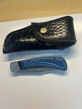 1990 Custom Buck 110 Leroy Remer, Electric Blue Carbon Fiber Scales and Tooling picture