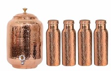 100% Copper Handmade Hammered Pure Copper Water Dispenser Pot 4 Ltr Tank 4Bottle picture