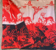 Beacon Style 1950s Camp Blanket Reversible : Deer Rabbit Pheasant Fox picture