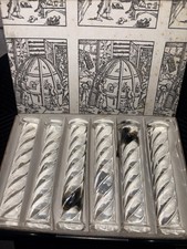 Vintage Set of (6) Crystal Glass Knife Rests by Kestarto - Hungry - Original Box picture