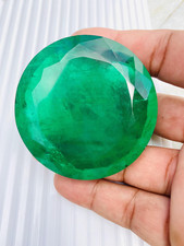Certified Natural 200 Ct+ Colombian Green Emerald Round Cut Loose Gemstone picture