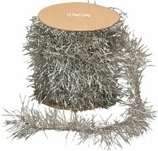 Christmas Silver Tinsel Garland 12 Feet Vintage Style For Decorating or Crafting picture