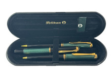 Vintage Pelikan Souveran Green/Black Fountain Pen Set of 3 picture