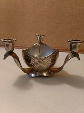 Vintage Godinger Silver Plated Flower Frog Candleholder Centerpiece Vase picture