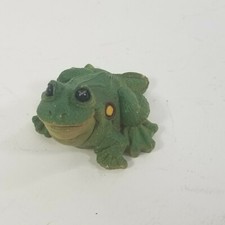 Vintage FROGGIE Figural Frog wide mouth Green Toad Spotted Yellow Statue picture