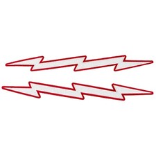 LOT of 2 LIGHTNING BOLT iron-on EMBROIDERED PATCH LARGE RED APPLIQUE SEE PHOTOS picture