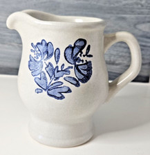 Vintage Pfaltzgraff Yorktowne Salt Glaze Creamer Light Grey & Blue Floral Design picture