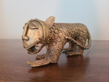 Vtg Ashanti Brass Leopard Statue Spotted Cat Figure Ghana Lost Wax Cast Bronze? picture