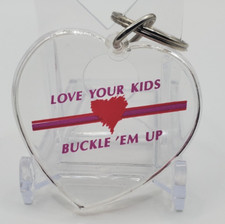 Retro/Vintage Love Your Kids Buckle ‘Em Up Acrylic Key Ring   Key Chain picture
