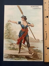 Admiral Cigarettes Card Woman Sailor with Oar National Tobacco Co NY 1880s picture