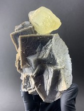 1.4Kg Rare Cubic Fluorite Crystal Mineral Specimen with Calcite for collectors. picture