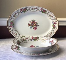 3-piece Vintage Adline China Occupied Japan Serving Platter, Tray & Bowl picture