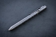 Fellhoelter Knives TiBolt Full Size Stonewashed Titanium Pen w/ Stars Engravings picture