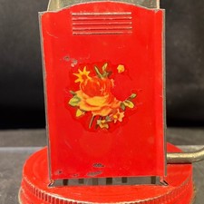 Vintage Red Tin Hand Crank Nut Spice Grinder Floral Rose Mason Jar Lid Top picture