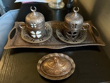 SENA Turkish Ottoman Coffee Set Tray Sugar Bowl 2 Cups 1 Porcelain Missing picture