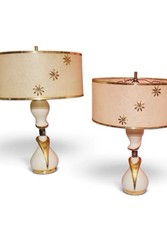 VTG MCM Ceramic ~Atomic~Revolve-a-Light Lamp Pair RARE FIND WORK picture