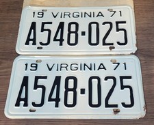 1971 Virginia License Plate Tag Pair  #A548-025  **Edge Rust, Unused** picture