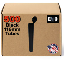 116mm Black Pre Roll Pop Top Tubes - Plastic Storage - 500 count picture