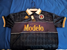 Two Cerveza Modelo Blue and White Collared Jersey Polos, Both Size Large NWT Hat picture