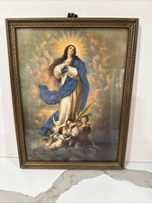 Vintage Immaculate Conception Print Photo Murillo Artist Religious 11.5x9.5 picture