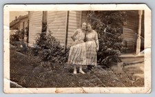 Two Young Women 1930s 1940s Snapshot Photograph Outdoor Portrait Vintage Fashion picture