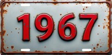 1967 Flat Text Rusty License plate for Dodge, Ford, Chevrolet antique vehicle picture