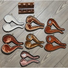 Vintage SMS Meerschaum & Paykoc Pipe Cases Lot of 7 with Wooden Stand Turkey picture