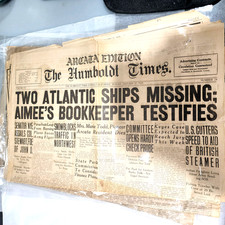 1929 Humboldt Times Newspaper Aimee Semple McPherson Maritime Shipwreck History picture