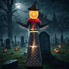 Halloween Inflatable 9FT Giant Pumpkin Witch Outdoor Decorations picture