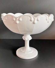 VTG Indiana Glass Co. White Milk Glass Compote/Bowl w/Triple Teardrops Classic picture
