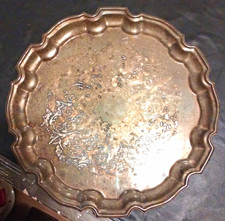 Towle Silver Plate Round Serving Tray Platter with Scalloped Edge picture