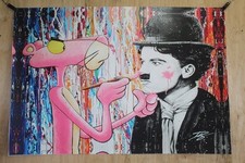 Pink Panther and Charli Chaplin Pop Art Giant size Unstretched Painting, 64