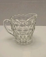 Vintage Fostoria American Clear Glass Creamer Cube Cubist Pattern 2056 USA picture
