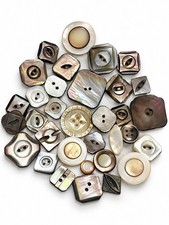 Mixed Lot Vtg Antique Mother of Pearl Buttons MOP Smokey Bullseye Square Oval picture
