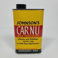 Vtg.Johnson's CARNU Wax-Fortified Cleans Wax Polish 1 Pint Can Car Detailing USA picture