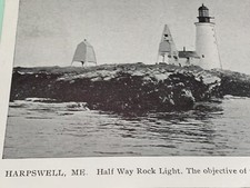 Half Way Rock Lighthouse 1930s Harpswell Maine ME Photo Postcard picture