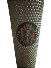 NWOT Starbucks Halloween 24Oz W/straw Gray Pearl Studded Skeleton  Ltd Edition picture