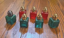 Vintage AMCO Set of 8 Salt and Pepper Shakers Red & Green Glass Please Read picture