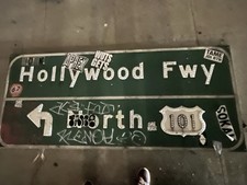 CA ‘72 Los Angeles Button Copy 7’ X 3’ RARE Sign HOLLYWOOD FWY US 101 picture