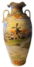 Vintage ESO Nippon Handled Vase Hand Painted Old Country Sunset Landscape picture