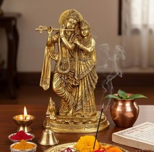 Brass Radha Krishna Murti Idol Statue - 12 inches | Pooja Idols | Home decor picture